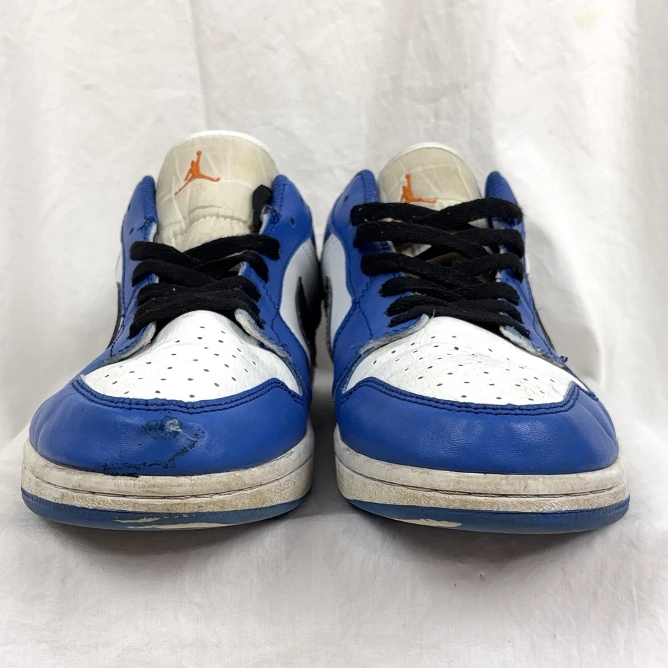 耐克 Air Jordan 1 Low Hyper Royal 白色黑色 Swoosh 橙色去皮 553558-401 S 13 — 第 4/4 张图片