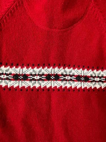 Vtg Y2K Woolrich Sweater Lambswool Red Fair Isle Nordic Ski Snowflake Women’s M - Picture 7 of 11