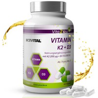Vita2You Vitamin K2+D3 - 180 Kapseln - Vitamin K2 200µG + Vitamin D3 10.000 Ie