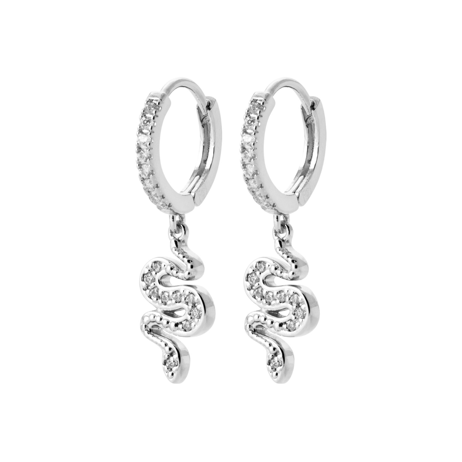 Créoles serpent en argent 925/000 et zirconium | Idée cadeau bijou femme anniversaire