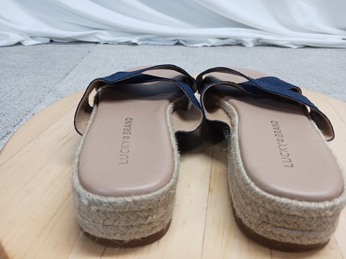 Lucky Brand Gayte Nautical Slide Navy Coastal Platform Slide Sandal Size 6.5 - Picture 8 of 13