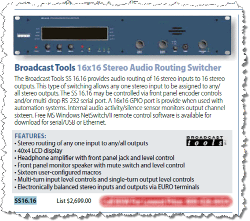 Broadcast Tools SS16.16 Balanced Analog Stereo Audio Automation Switcher Router - Picture 14 of 16