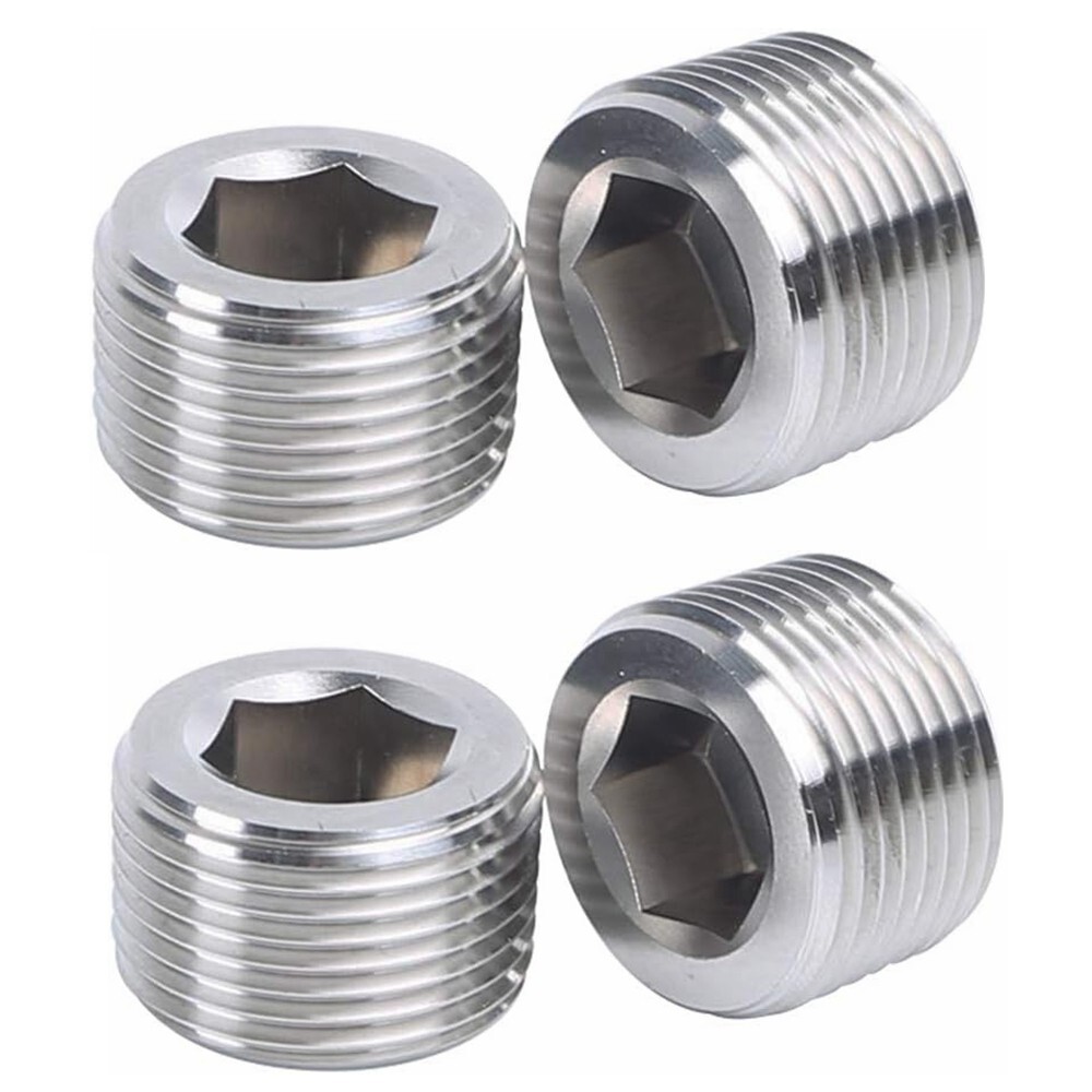 4x 3/8" NPT Pipe Plug Male Thread Stainless Steel Fitting Countersunk Hex C444