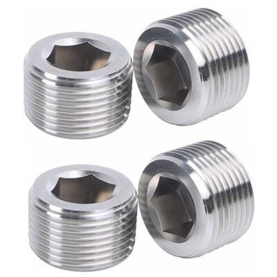 4x 3/8'' NPT Pipe Plug Male Thread Stainless Steel Fitting Countersunk Hex C444