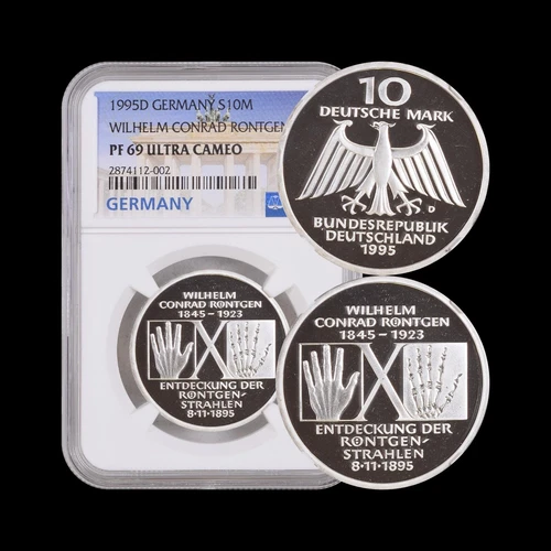GERMANY. 1995, 10 Mark, Silver - NGC PF69 - Top Pop 🥇 Röntgen, X-Rays