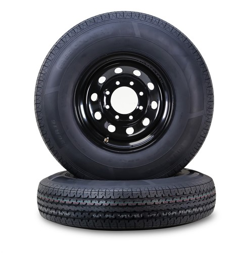 2 FC Trailer Tire Assembly ST225/90R16 14-Ply Black Mod Rim 8 Lug on 6.5" - Picture 3 of 4