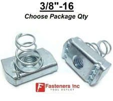3/8"-16 Spring Nuts (Short Spring) for Unistrut Channel #4136 P4008 Zinc / EG