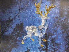 New Acrylic clear gold glitter sparkling Deer Reindeer Christmas Ornament NWT