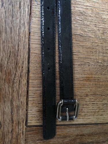 Faux Crocodile Slim Black Padded Leather Belt Fits M/ 80 cm-90 Cm Waist - Bild 3 von 5