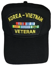 KOREA VIETNAM WAR VETERAN WITH CAMPAIGN SERVICE RIBBONS HAT CAP