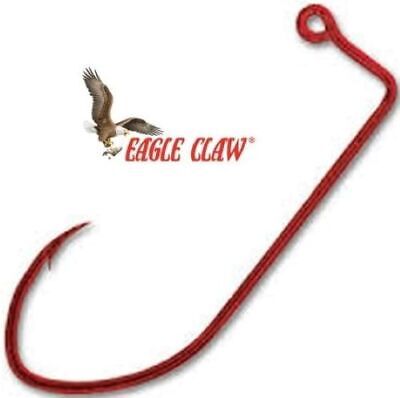 EAGLE CLAW 500RM RED PRO-V LIL NASTY SICKLE STYLE JIG HOOK SIZE 1/0 1000CT  