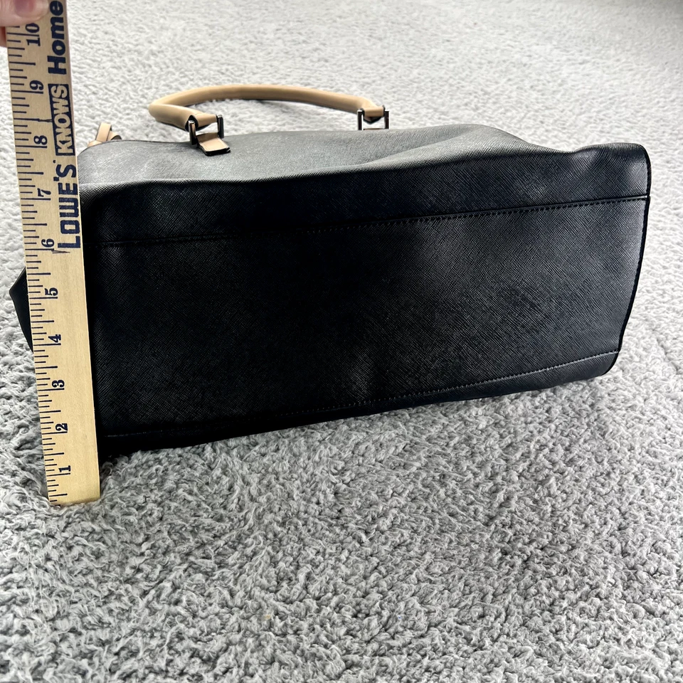 G by Guess 托特包黑色带棕褐色细节鹅卵石皮革旅行包单肩包 — 第 3/4 张图片