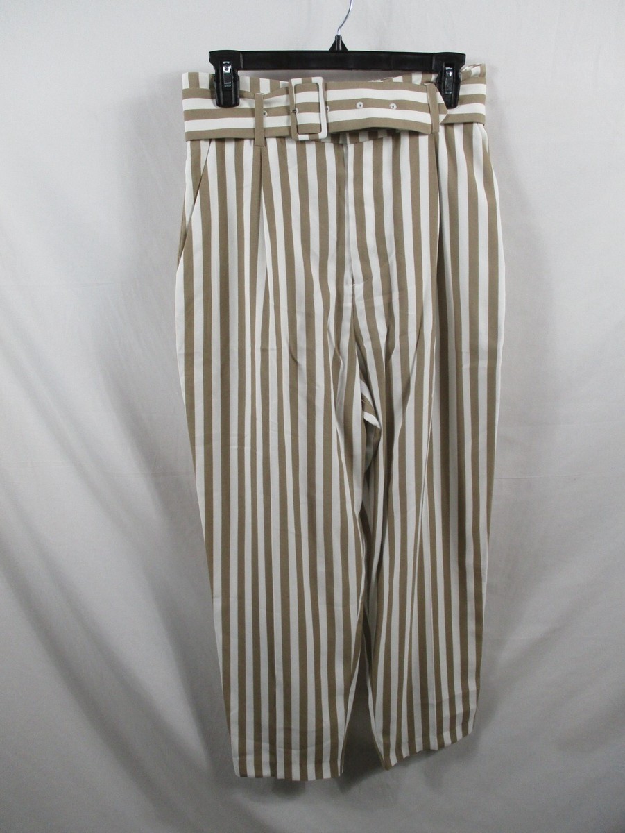 HM Pants Womens 6 White Brown Striped Dress Straight Leg Belt Viscose New | eBay HM Pants Womens 6 White Brown Striped Dress Straight Leg Belt Viscose New | eBay