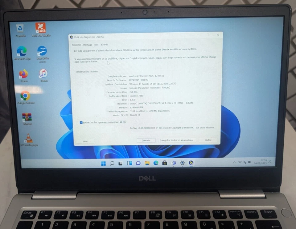 DELL inspiron xps 13 7380 core i5 8eme gen 8 go ram 256 go ssd en bon etat - Photo 3/4