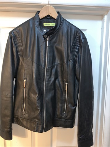 versace leather jacket men s | eBay