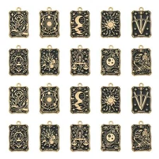 20Pcs Alloy Enamel Pendant Tarot Charm Bulk Rectangle for Earring Jewelry Making