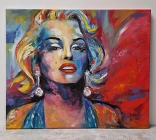 Marilyn Monroe ART Colorful Oil Painting Impasto Modern Impressionism Portrait