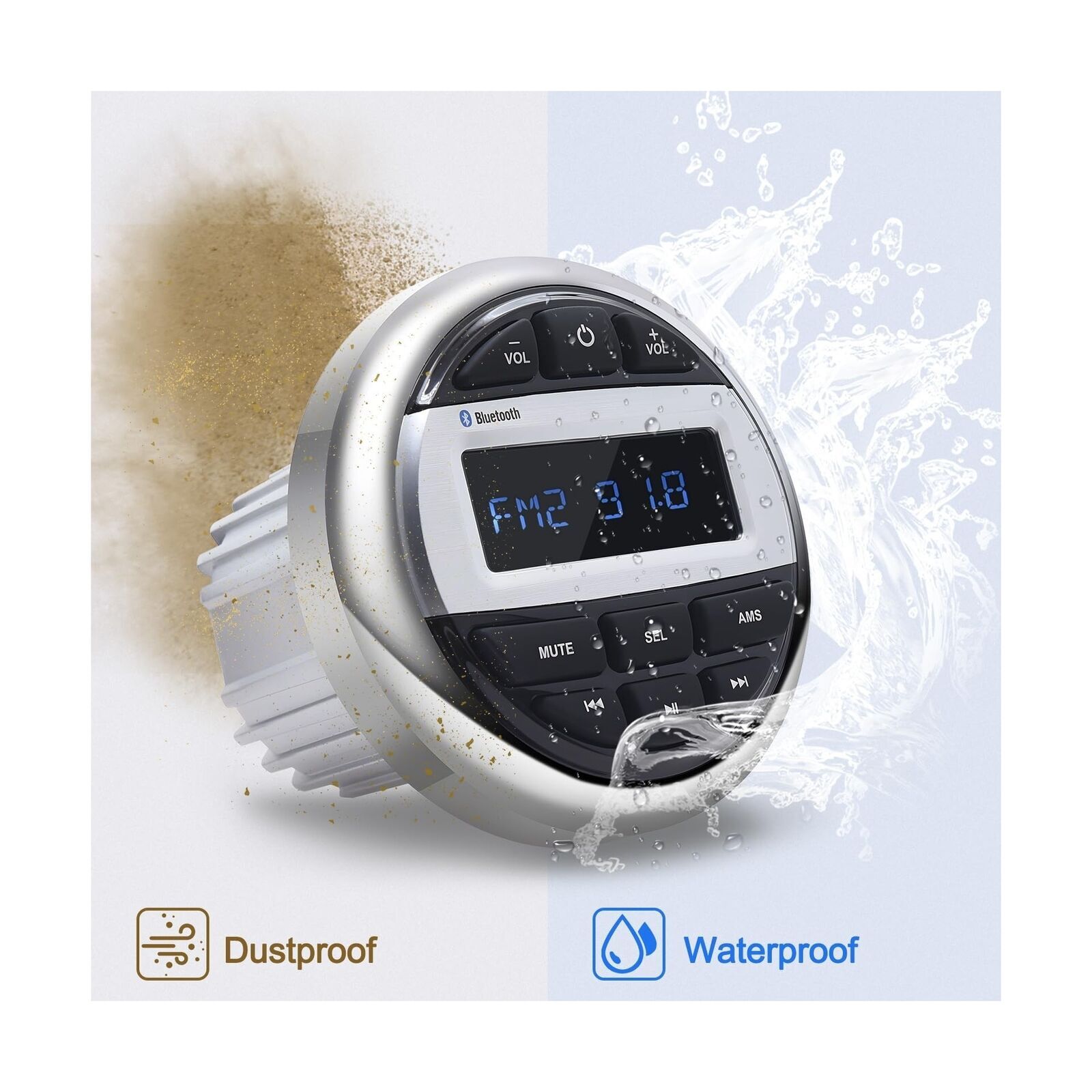 With Bluetooth Waterproof Car Marine Stereo Audio Radio