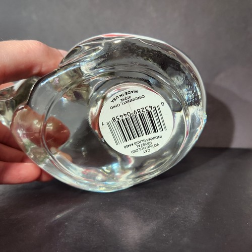 Indiana Glass Clear Crystal 2 1/4" Cat Kitten Votive Candle Holder Made in USA - Picture 8 of 9