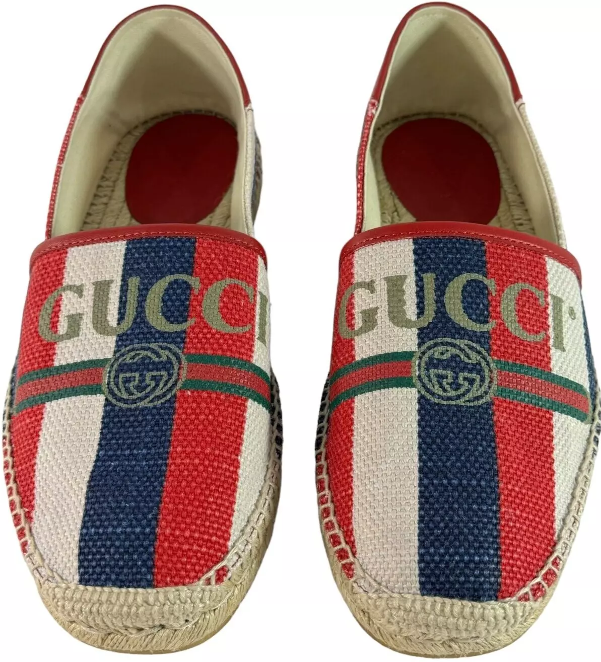 Espadrilles hommes en toile multicolore logo Sylvie GUCCI fabriquées en Espagne 8   8,5 États Unis