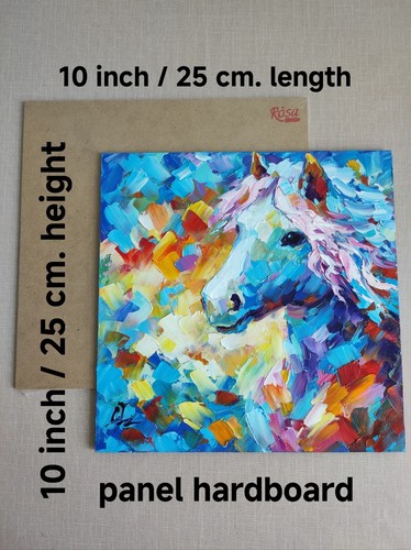 original oil painting Horse colorful impasto artwork Animals wall art 10*10 in - Picture 9 of 10