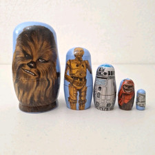 RARE Vintage Star Wars Hand Painted Wooden Nesting Dolls Set of 5 Excellent