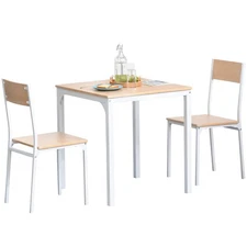 3-Piece Wooden Square Dining Table Set with 1 Table and 2 Chairs and Sturdy M...