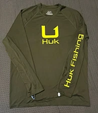 HUK Icon Crew Long Sleeve Performance Fishing Shirt UV Protection Mens Large NEW