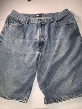 Vintage Tommy Hilfiger Shorts Men's 36 Denim Jean 90s Blue Big Patch
