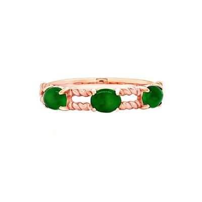 18K Rotgold natürlicher Jadeit Größe 5 # Ehering KQFY0028