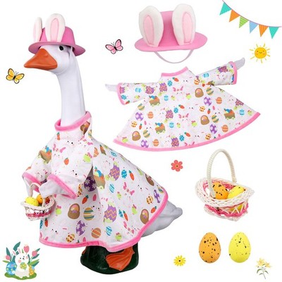 Easter Bunny Porch Goose Outfit with Egg Basket for 23'' Lawn Decor