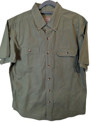 C.E. Schmidt Workwear Men Large Green Button Up Work Shirt Short Sleeve Utility