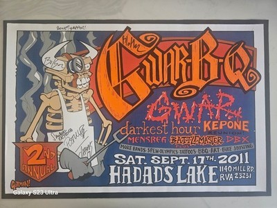 Bob Gorman 2011 GWARBQ Silkscreen Poster Signed by 2019 Line-up