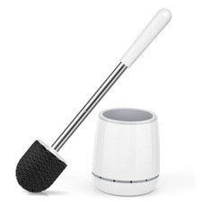 Toilet Brush, Toilet Brush and Holder with 304 Stainless Steel Handle, 1 White