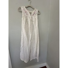 Vtg Secret Treasures Womens White Floral Nightgown Cottagecore Small 100 Cotton