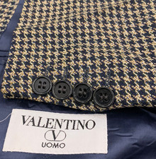 Vintage Valentino Uomo pure wool houndstooth classic jacket blazer 42R