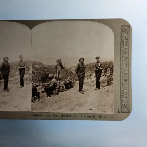 WW1 Military Stereoview C1916 Real Photo Turkey Gallipoli Frontline Outpost