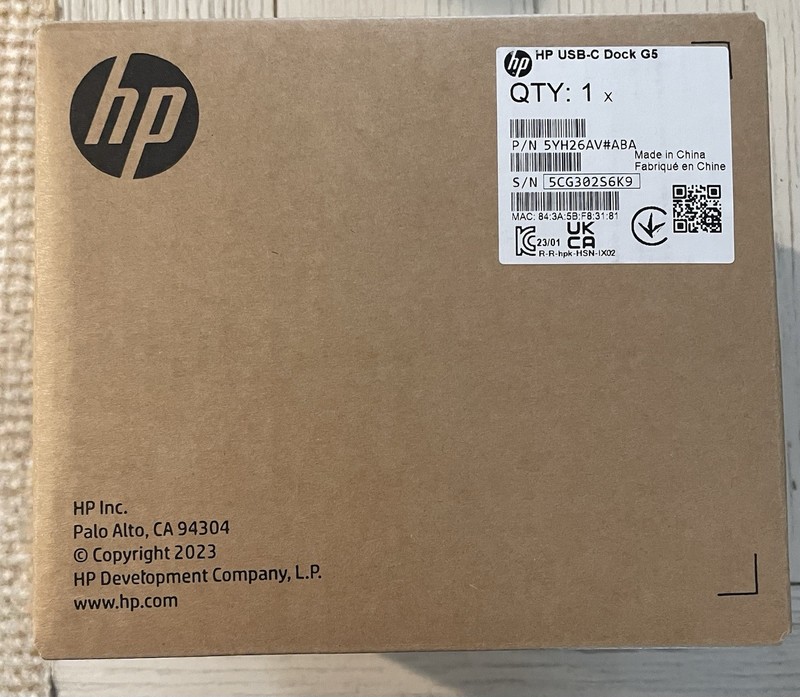 HP USB-C G5 Dock Docking Station NEW in box Sealed.