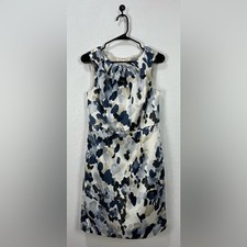 Ann Taylor Satin Sleeveless Watercolor Print Sheath Cocktail Dress Women’s SZ 8