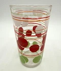 Vintage One Tri Tone Dots Horizontal Lines Anchor Hocking Juice Glass 4.75" Tall