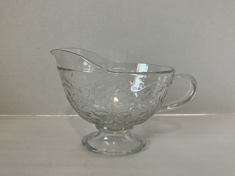 PRINCESS HOUSE Fantasia Floral Pressed Glass Footed Gravy Boat 