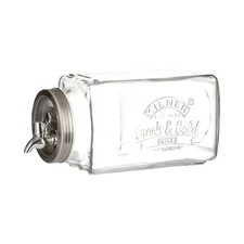 Kilner Glass Beverage Fridge Dispenser, 102oz Slim Drink Jar with Tap