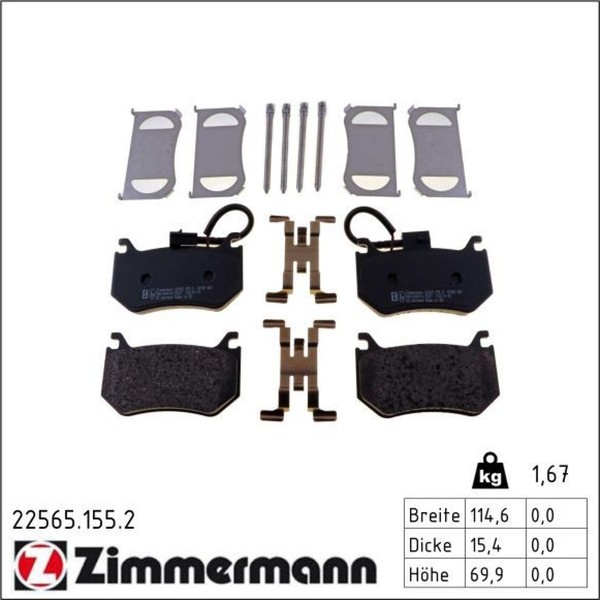 Zimmermann 22565.155.2 Bremsbelagsatz FüR Alfa Romeo Giulia Stelvio 952 949-image