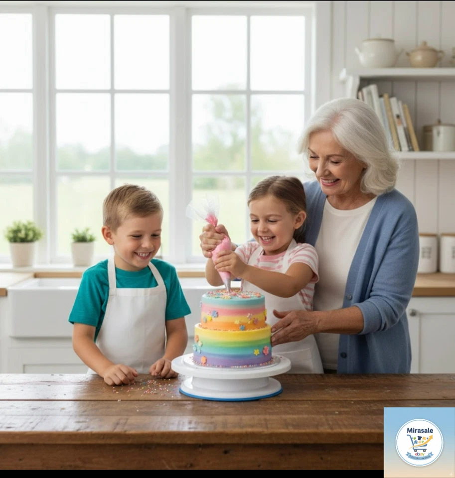 Tocadiscos Giratorio 11" Decoración y Expositor Pasteles Base Antideslizante Blanco Foto 3 de 4