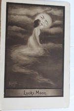 Comic Cartoon Lucky Moon Postcard Old Vintage Card View Standard Souvenir Postal