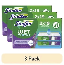 Sweep+Mop Wet Pads Refill, 3 Pack, Floor Cleaner, Cloths, Lavender, 38 Ct