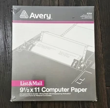AVERY 4164 Dot Matrix PRINTER PAPER Continuous Feed COMPUTER 250 Pages 9.5"x11"