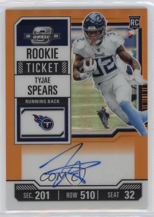 2023 Contenders Optic Ticket RPS Orange Prizm /50 Tyjae Spears Rookie Auto RC