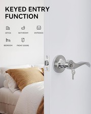 1 Pack Entry Door Handle with Lock and Key Door Levers Interior Exterior Hand...