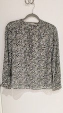 Size S H&M Green Floral women's Long Sleeve Lined Flowy Blouse